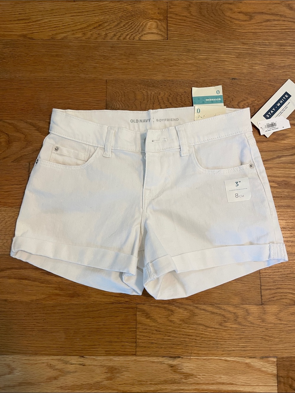 Old Navy White Rolled-Hem Boyfriend Denim Shorts
